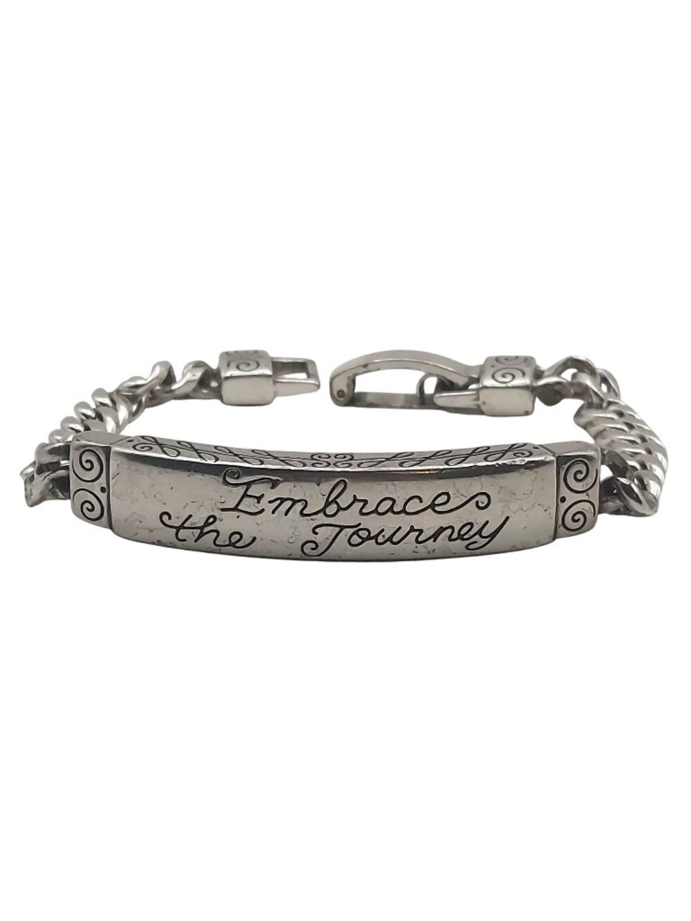 Brighton ID Bracelet Silver Plated Embrace The Journey Inspirational 7" Chain